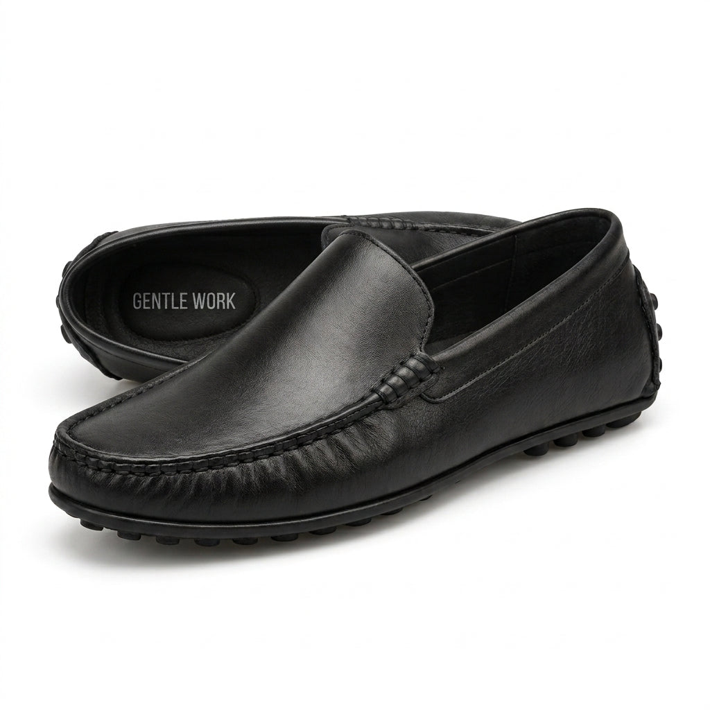 Gentle Work Executive Driving Loafers – Black | Lightweight Slip-On Comfort Shoes for Men