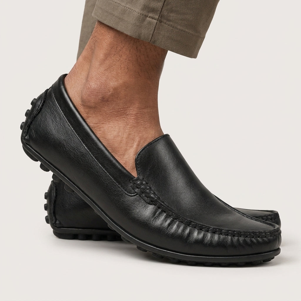 Gentle Work Executive Driving Loafers – Black | Lightweight Slip-On Comfort Shoes for Men