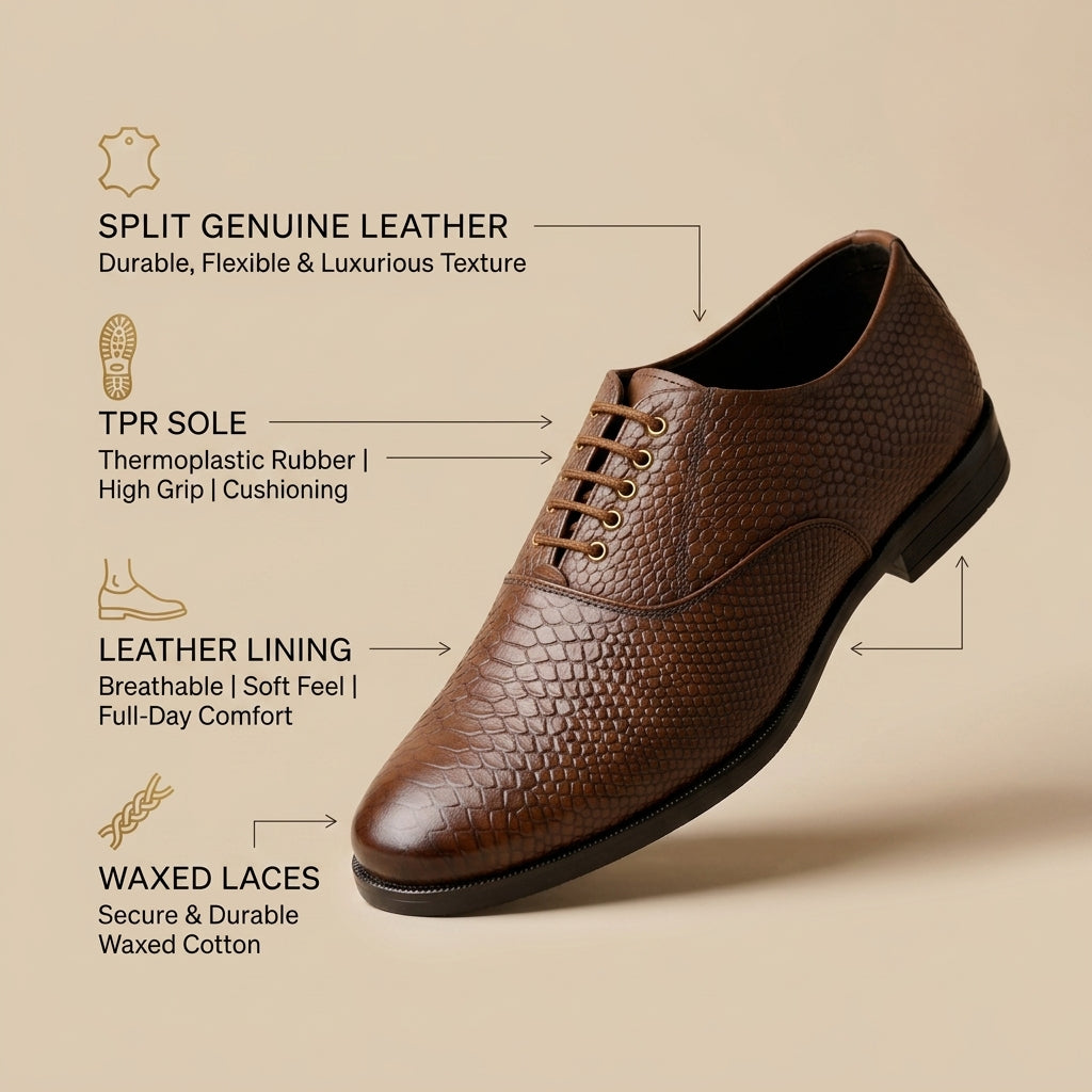 Gentle Luxe Python Texture Formal Shoes